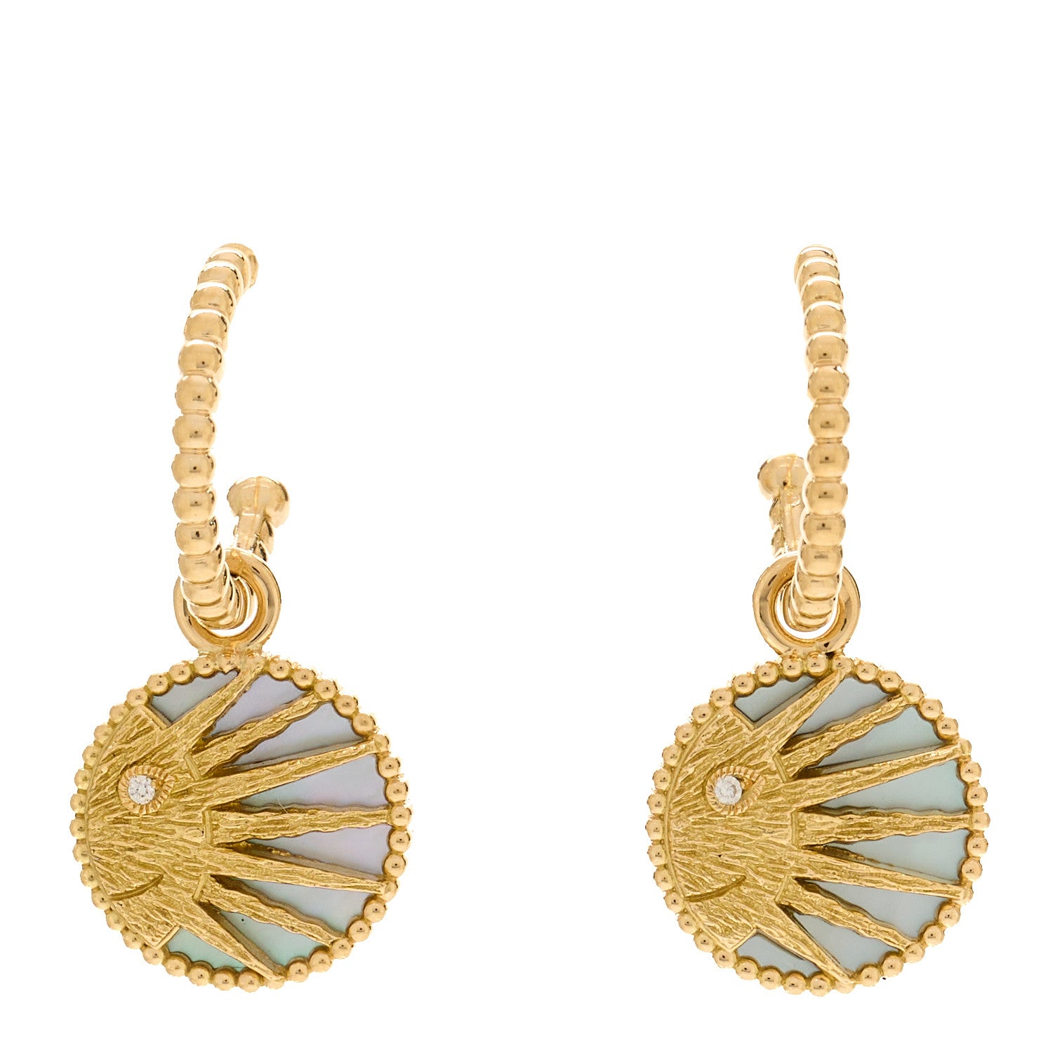 Christian Dior 18K Yellow Gold Diamond Black Onyx Mother of Pearl Rose Celeste Earrings Drop Earrings 1 of 4