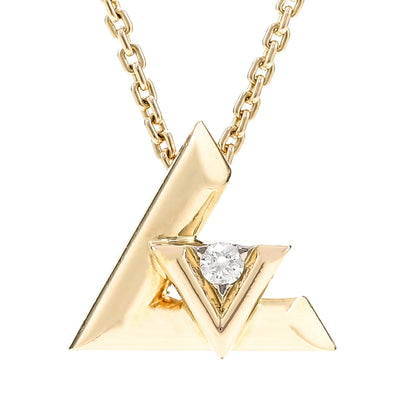 Louis Vuitton 18K Yellow Gold Diamond Small LV Volt One Pendant Necklace 4 of 7