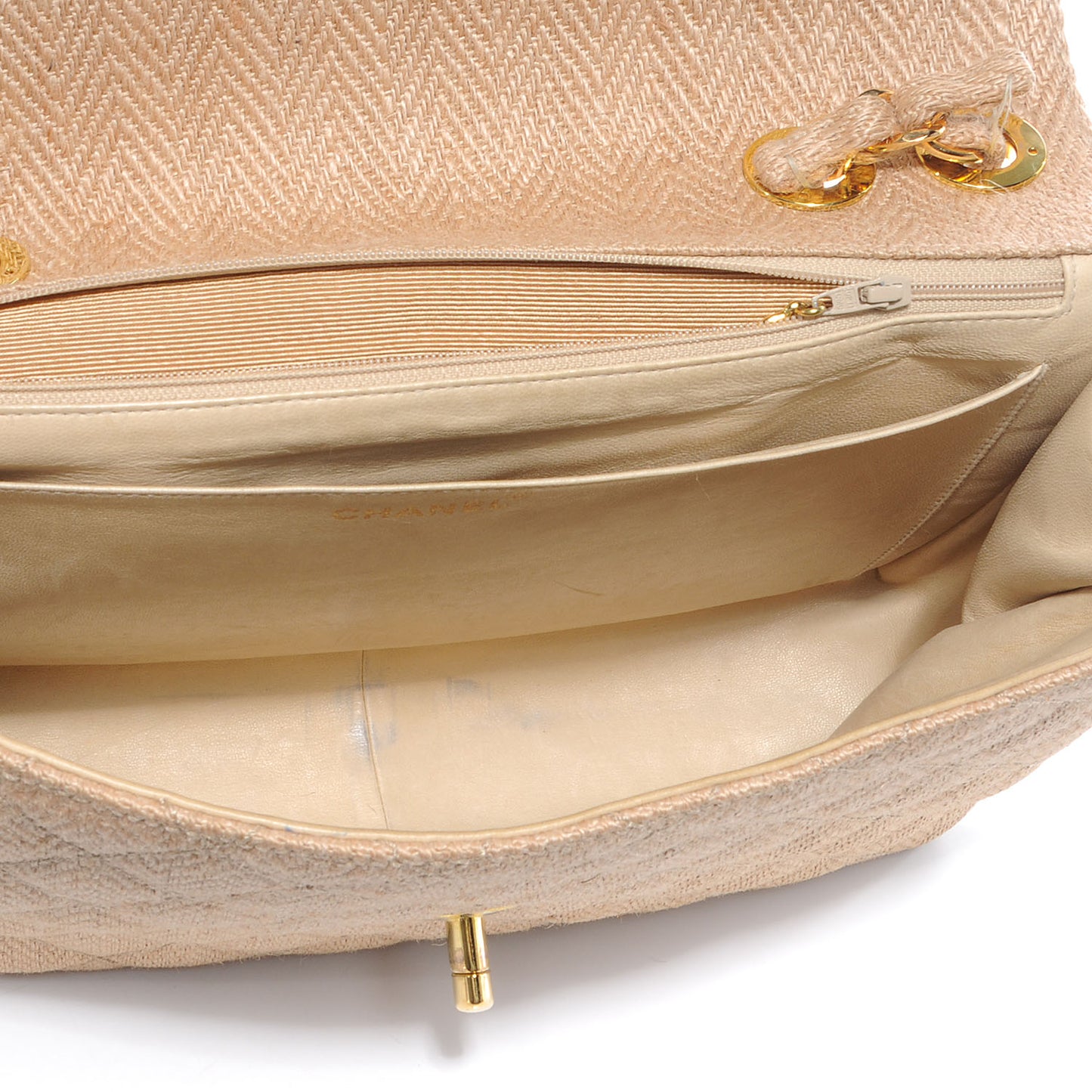 Woven Raffia Jumbo Flap Beige