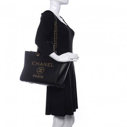 Chanel Caviar Small Studded Deauville Tote Black 2 of 10