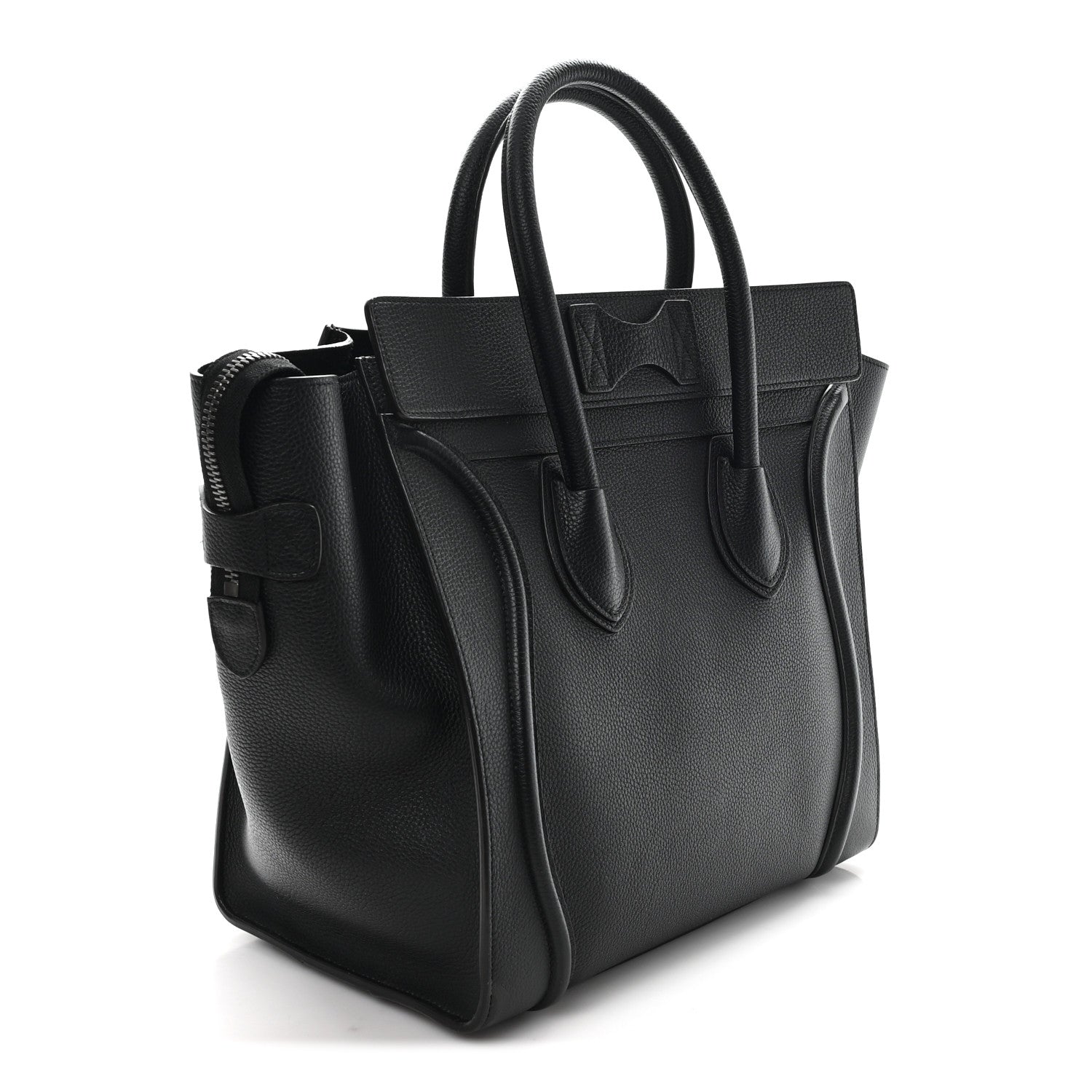 Celine Drummed Calfskin Mini Luggage Black 3 of 10