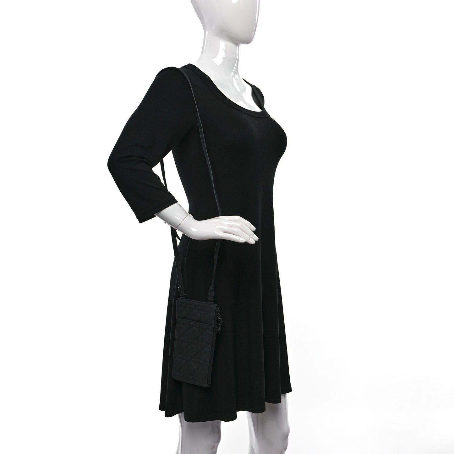 Ultra Matte Calfskin Lady Dior Long Wallet With Strap Black