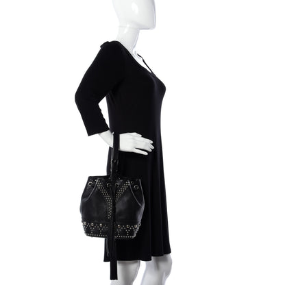 Saint Laurent Calfskin Small Y Studs Bucket Bag Black 2 of 9