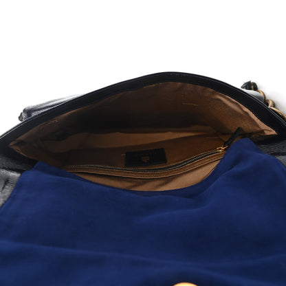 Lanvin Varnish Goatskin Flap Shoulder Bag MM Bleu Marine 4 of 4