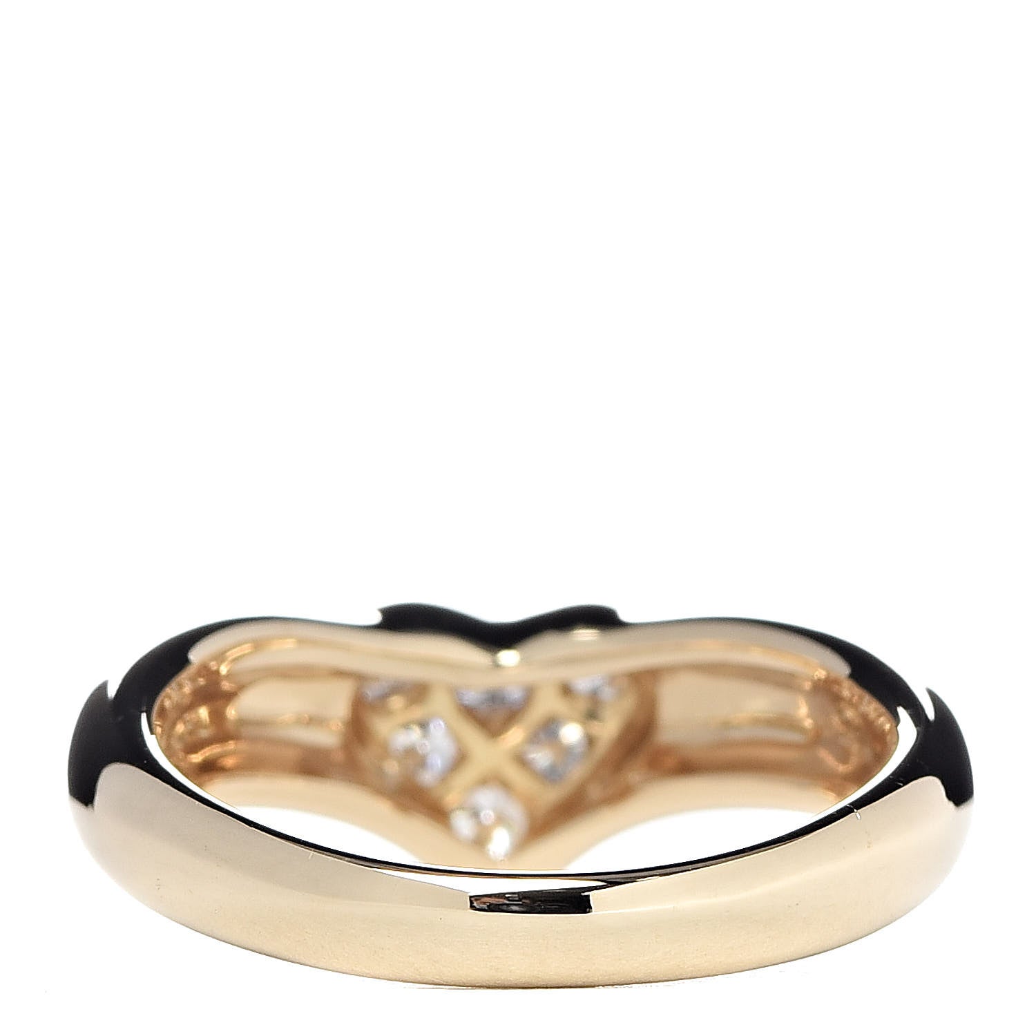 Tiffany 18K Yellow Gold Diamond Heart Band Ring 49 5 4 of 7