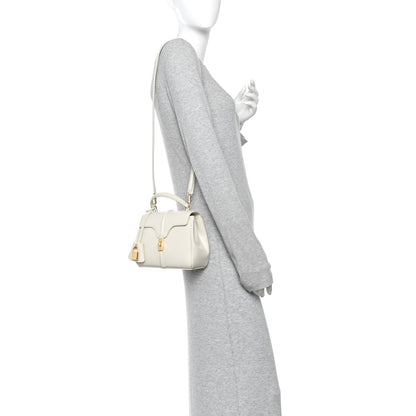 Celine Satinated Calfskin Mini 16 Top Handle Bag White Cotton 2 of 11