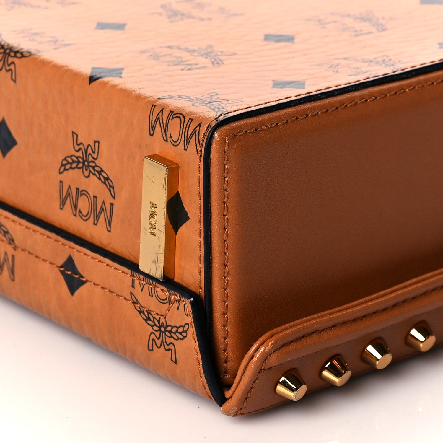 MCM Visetos Small Berlin Crossbody Cognac 11 of 11