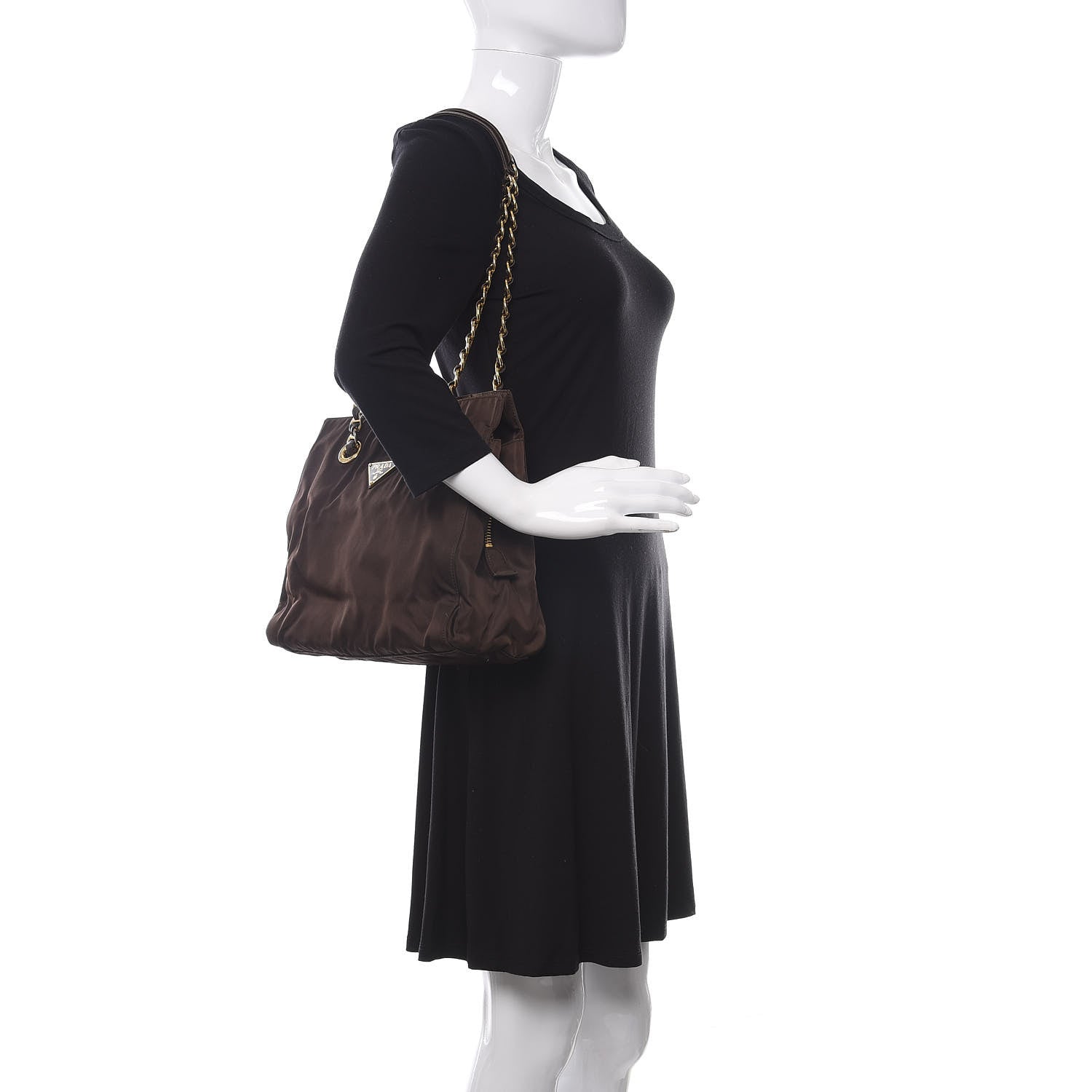 Prada Tessuto Nylon Catena Shoulder Bag Ebano 2 of 11