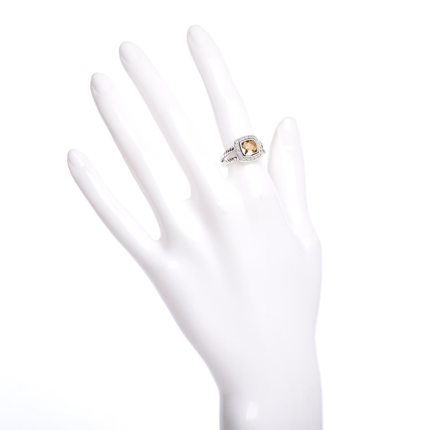 David Yurman Sterling Silver Diamond Citrine 7mm Petite Albion Ring 49 4.75 2 of 5