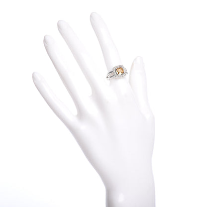 David Yurman Sterling Silver Diamond Citrine 7mm Petite Albion Ring 49 4.75 2 of 5