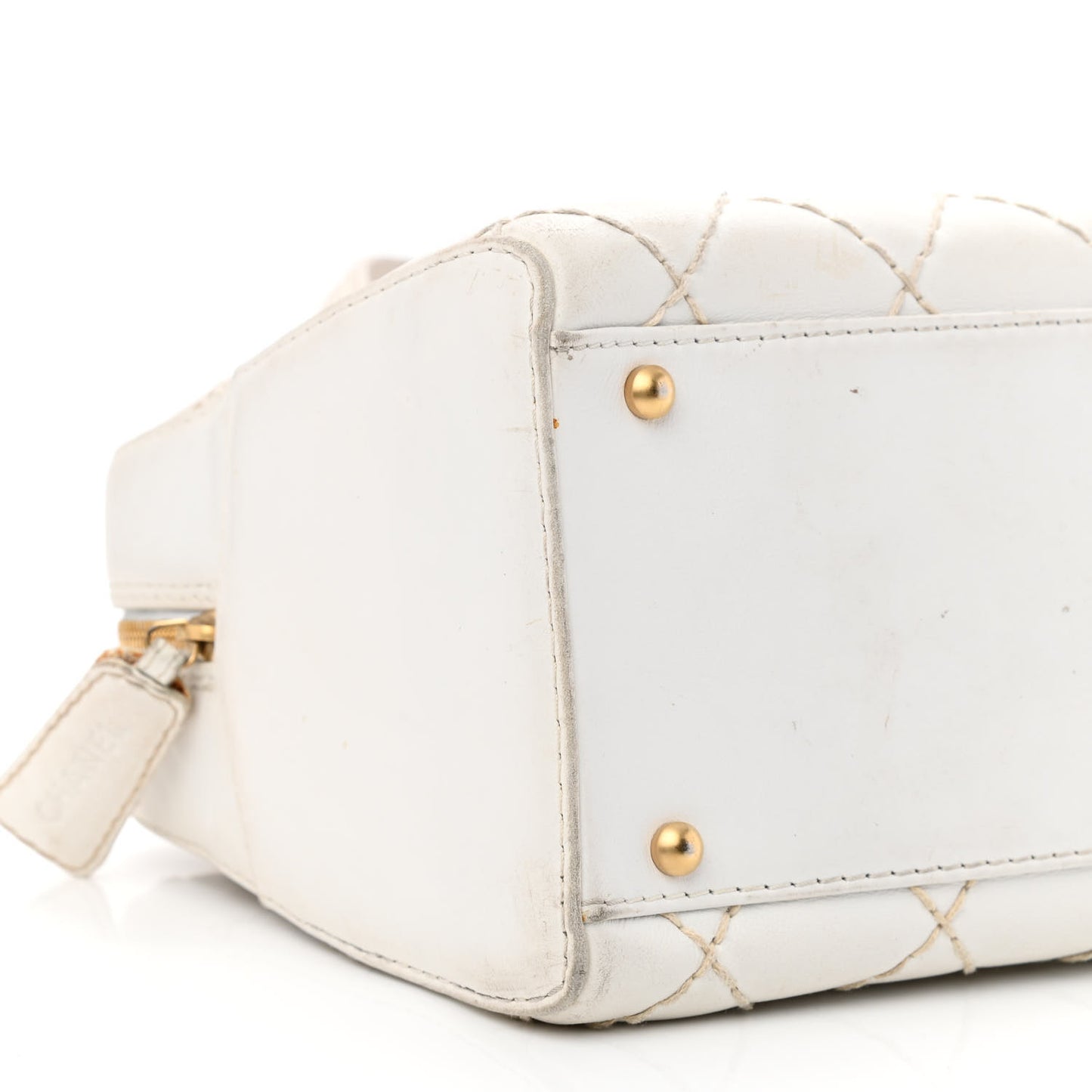Calfskin Wild Stitch Top Handle Bag White