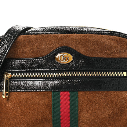 Gucci Suede Patent Web Mini Ophidia Shoulder Bag Nocciola Black 8 of 12