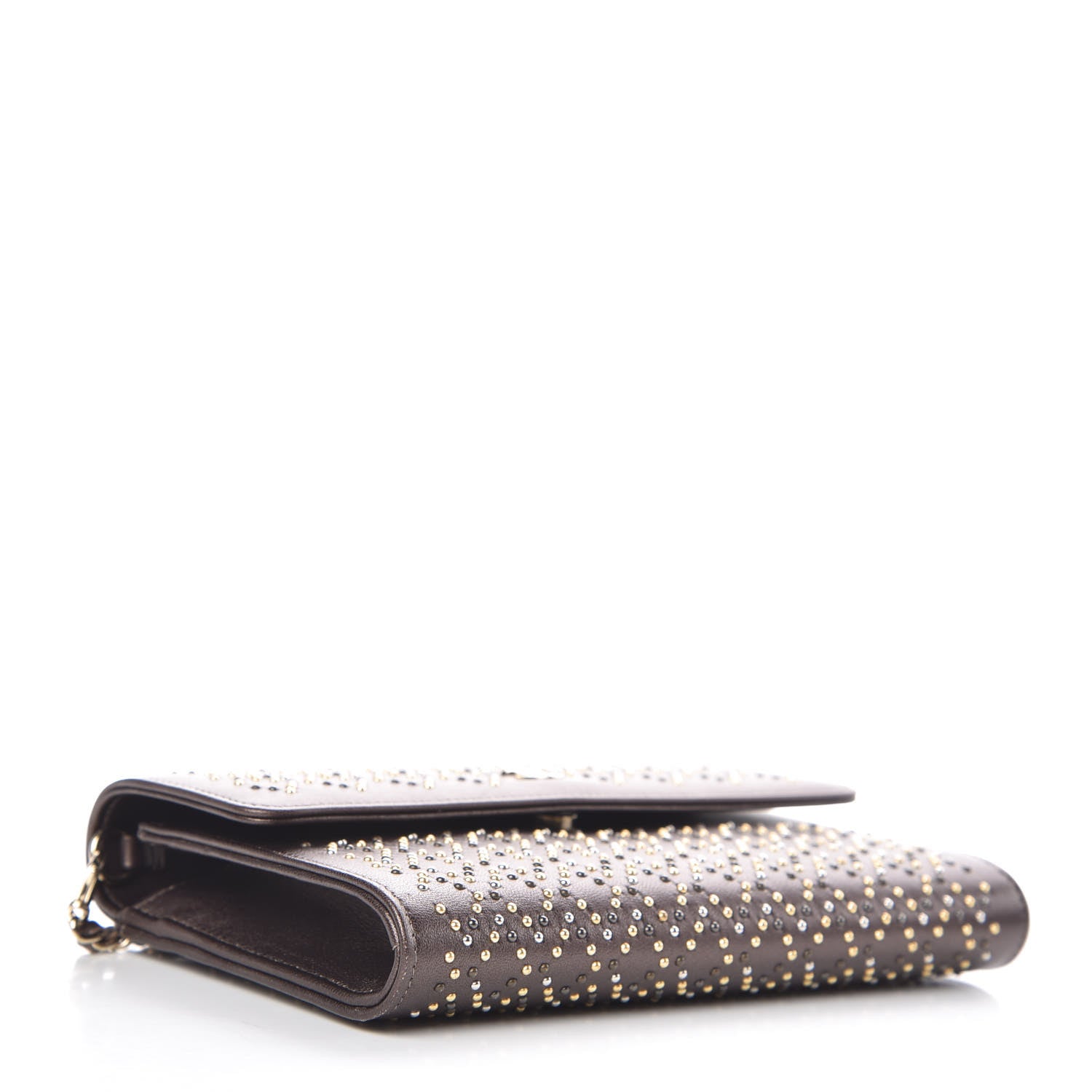 Chanel Lambskin Studded Wallet on Removable Chain Bronze 5 of 12