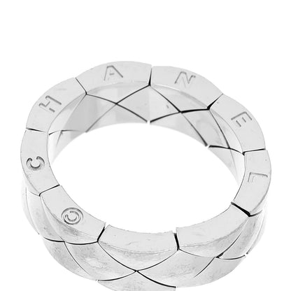 Chanel 18K White Gold Diamond Matelasse Ring 55 7.25 5 of 5