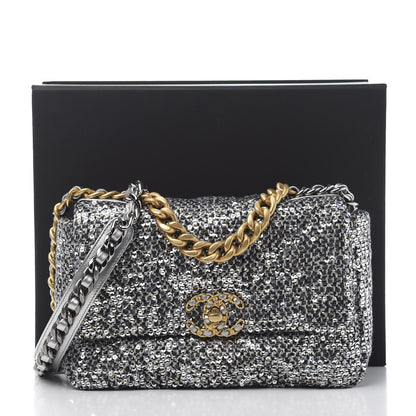 Chanel Sequin Quilted Medium 19 Flap Silver 11 of 11