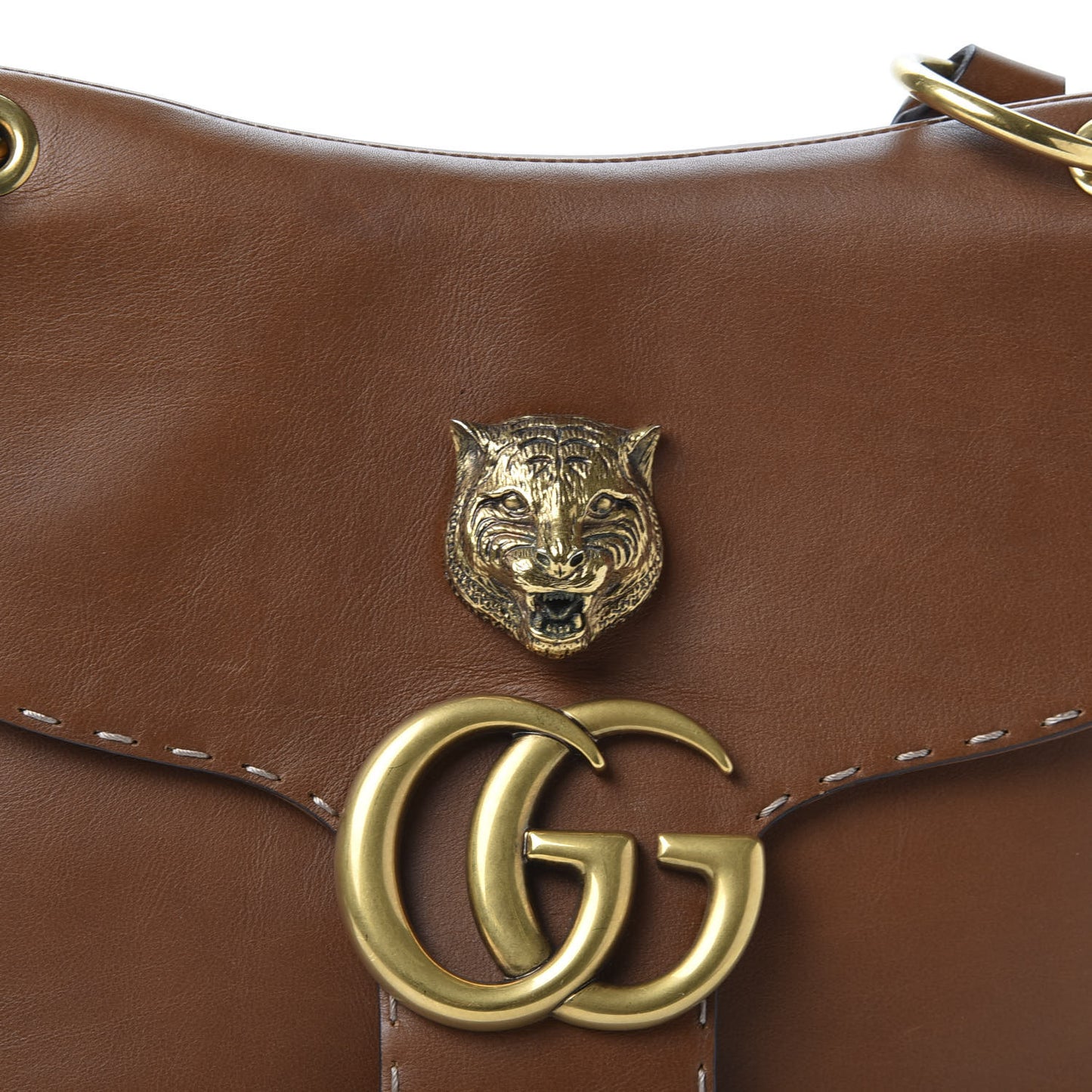 Calfskin Feline GG Marmont Flap Shoulder Bag Cuir