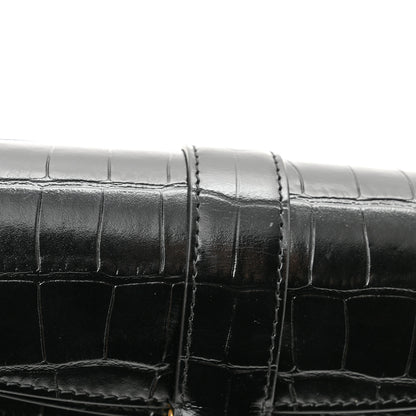 Balenciaga Shiny Super Supple Calfskin Crocodile Embossed Minister Flap Bag XS Black 10 of 10