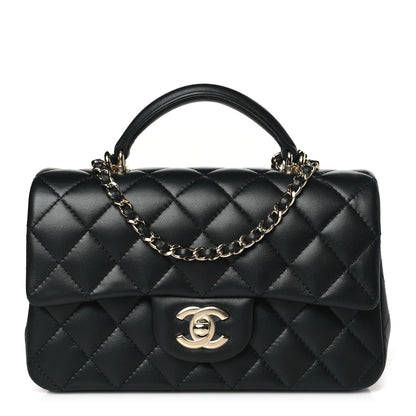 Chanel Lambskin Quilted Mini Top Handle Rectangular Flap Black 1 of 11