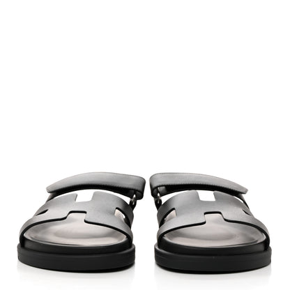 Hermes Calfskin Womens Chypre Sandals 37 Black 3 of 9