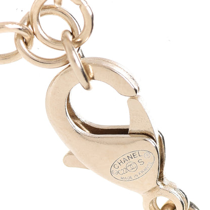 Chanel Metal Crystal Logo Choker Necklace Gold 4 of 5