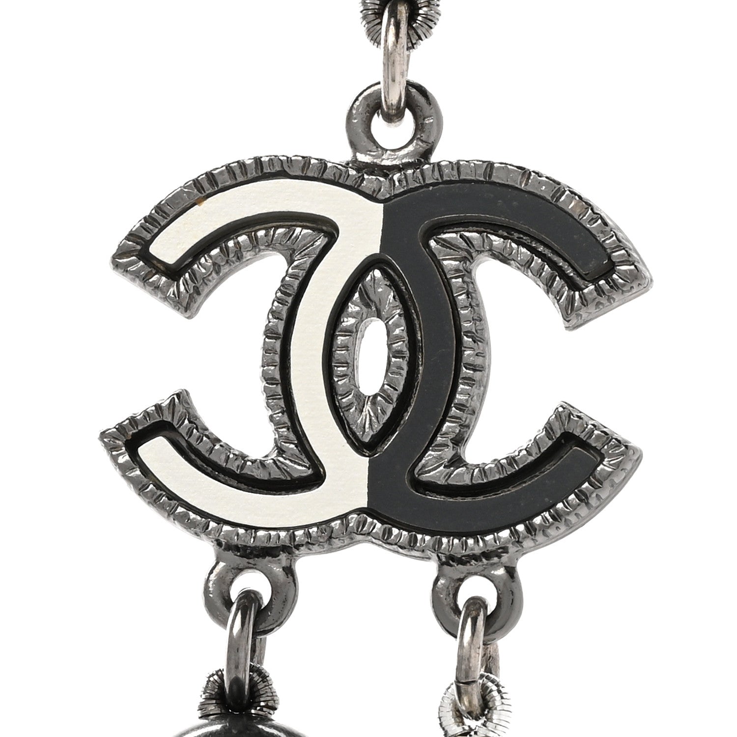 Chanel Pearl CC Long Necklace Ivory Black 4 of 9