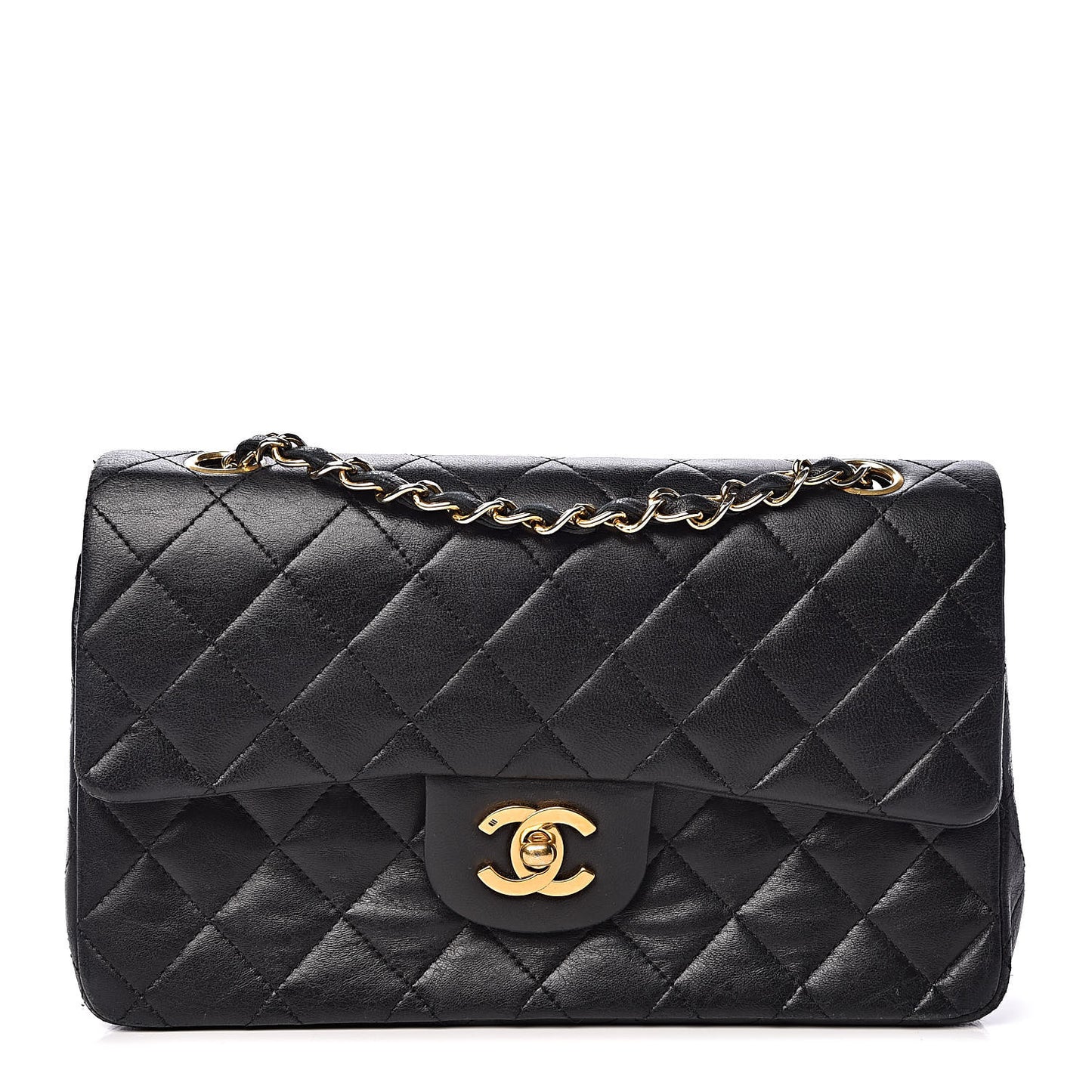 Lambskin Quilted Small Double Flap Black