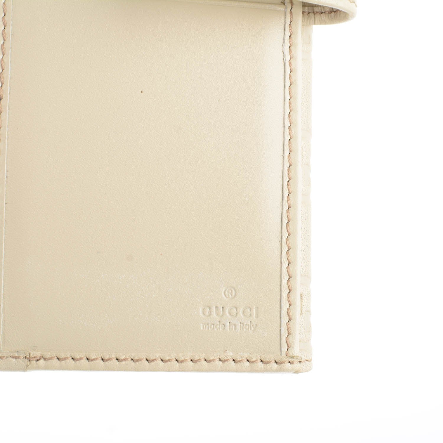 Gucci Guccissima Margaux Calfskin Metal Bar Continental Flap Wallet Mystic White 7 of 8