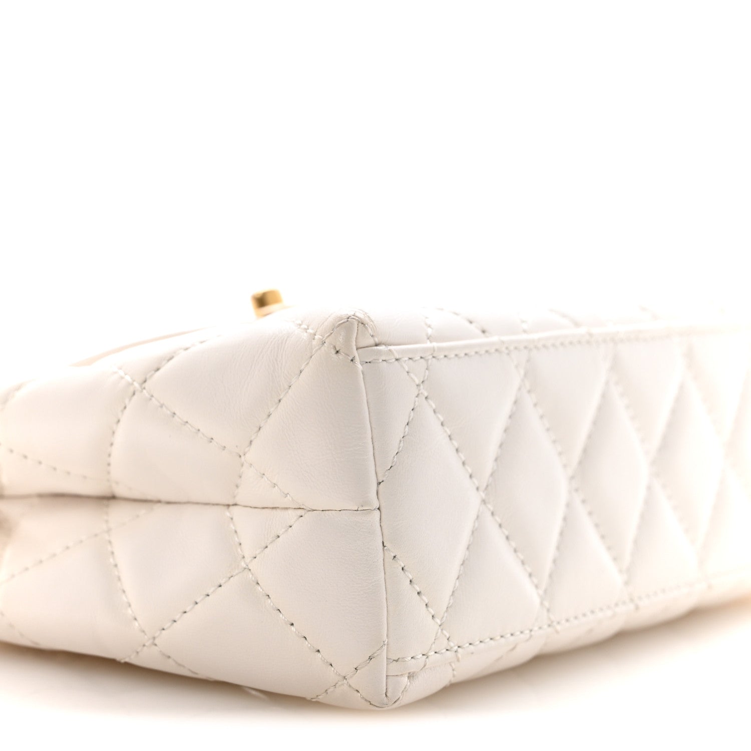 Chanel Shiny Aged Calfskin Quilted Nano Kelly Shopper White 9 of 13