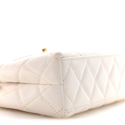 Chanel Shiny Aged Calfskin Quilted Nano Kelly Shopper White 9 of 13