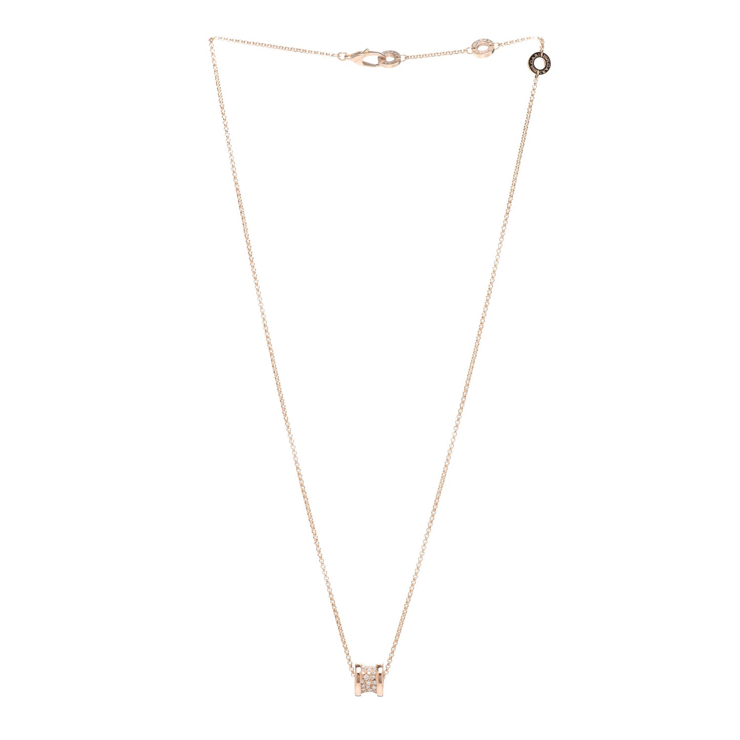 18K Rose Gold Diamond Small B.Zero1 Pave Pendant Necklace