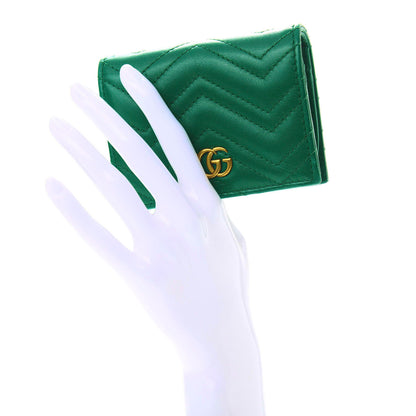 Gucci Calfskin Matelasse GG Marmont Card Case Wallet Emerald 2 of 12