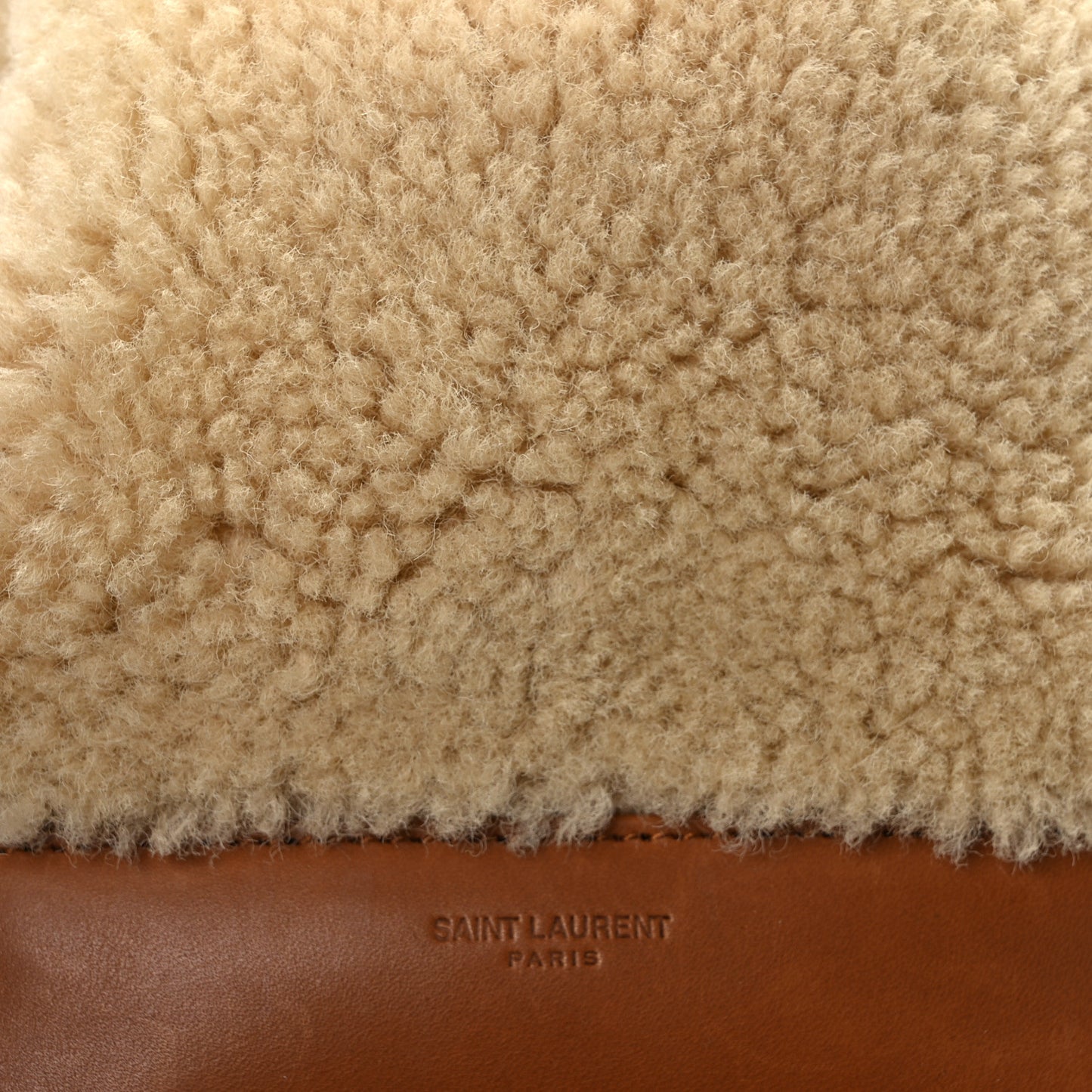 Shearling Calfskin Small Emmanuelle Bucket Bag Natural Beige Brick