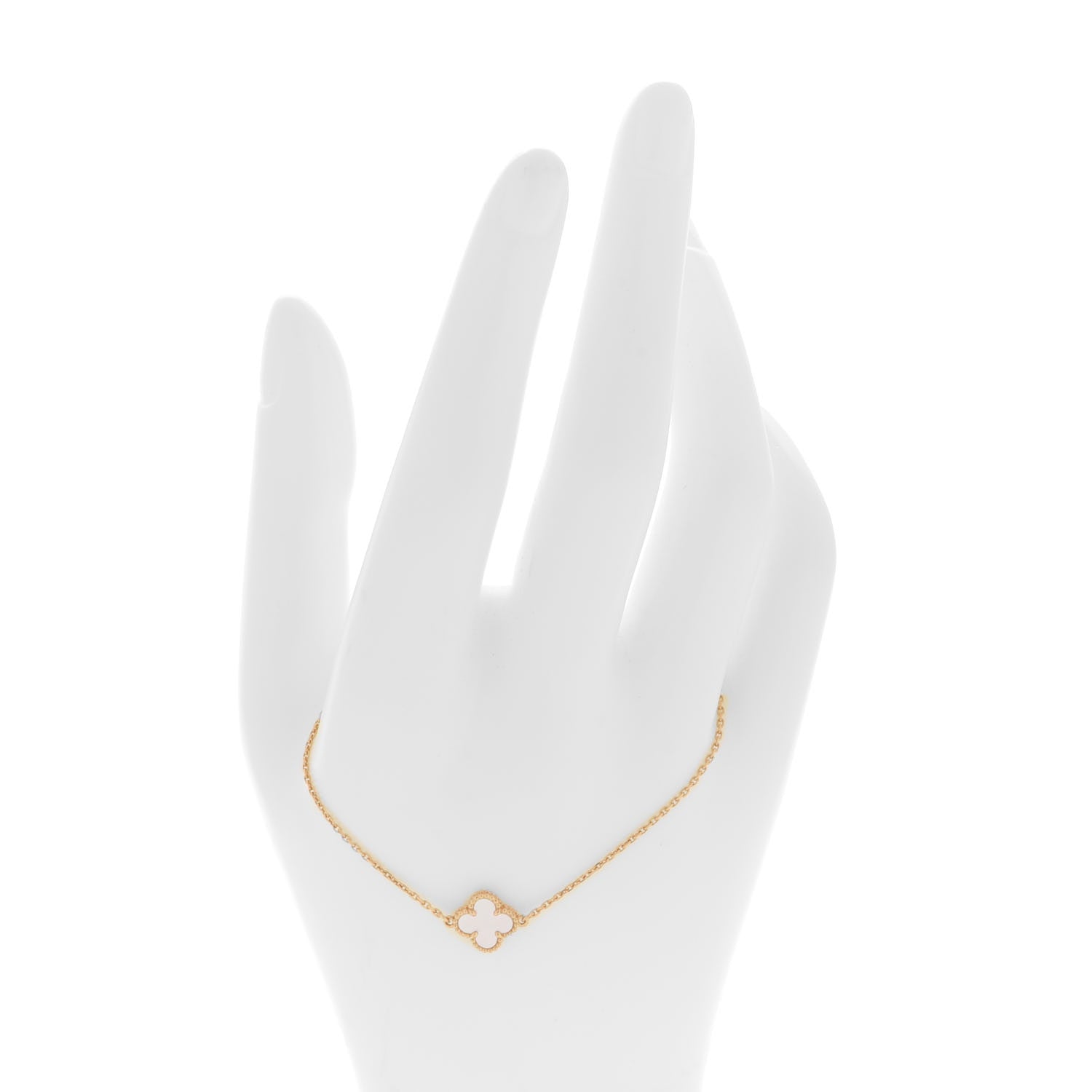 Van Cleef & Arpels 18K Yellow Gold Mother of Pearl Sweet Alhambra Bracelet 2 of 6