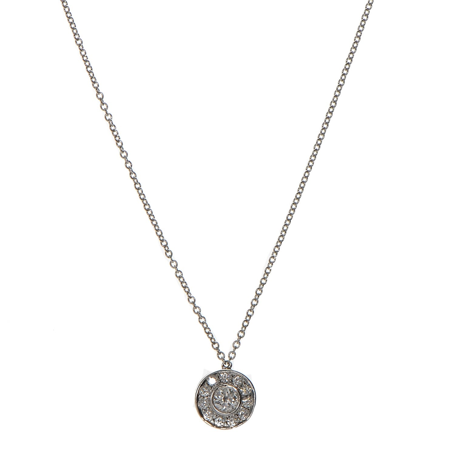Tiffany Platinum Diamond .24ctw Circlet Pendant Necklace 1 of 5