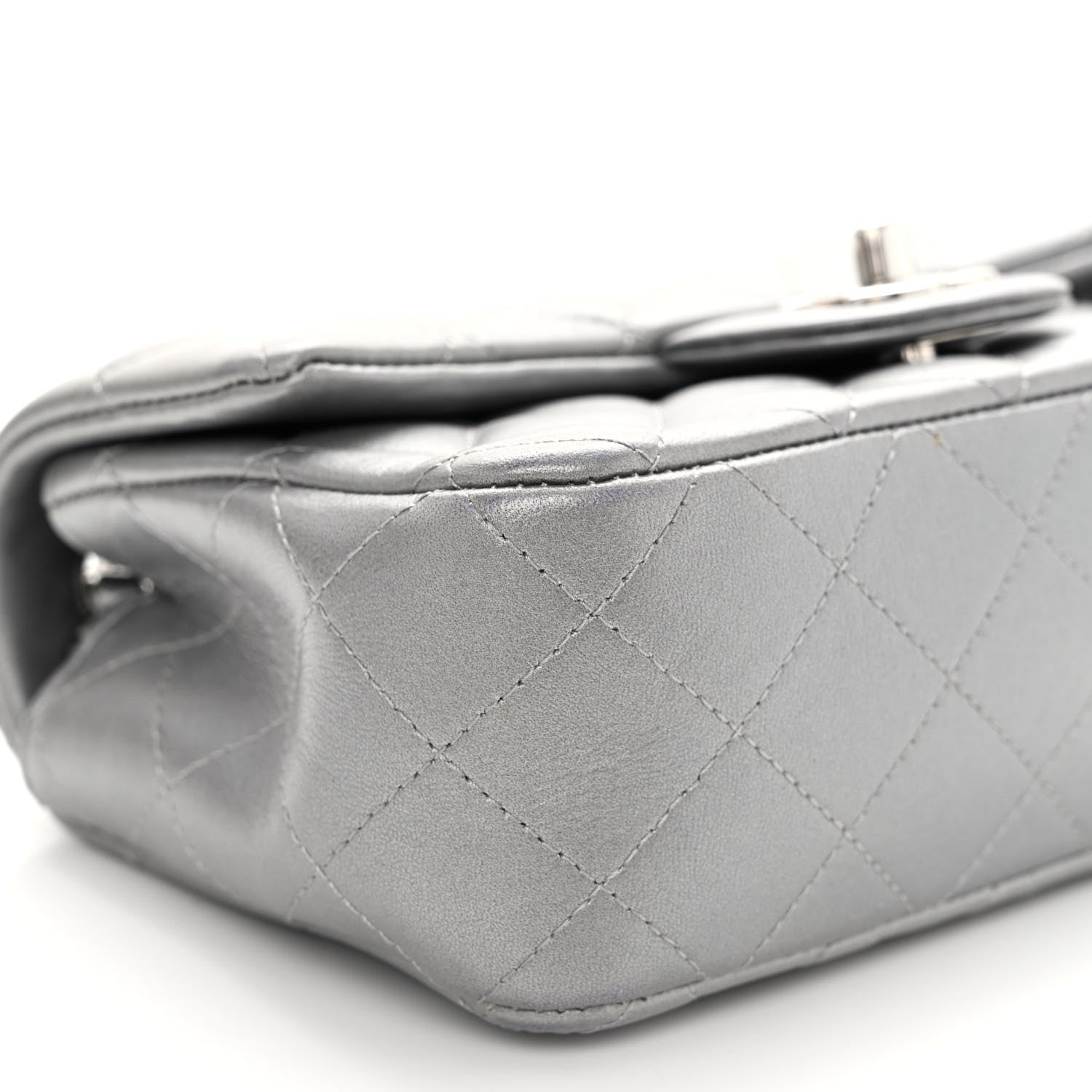 Chanel Metallic Lambskin Quilted Mini Rectangular Flap Silver 9 of 12
