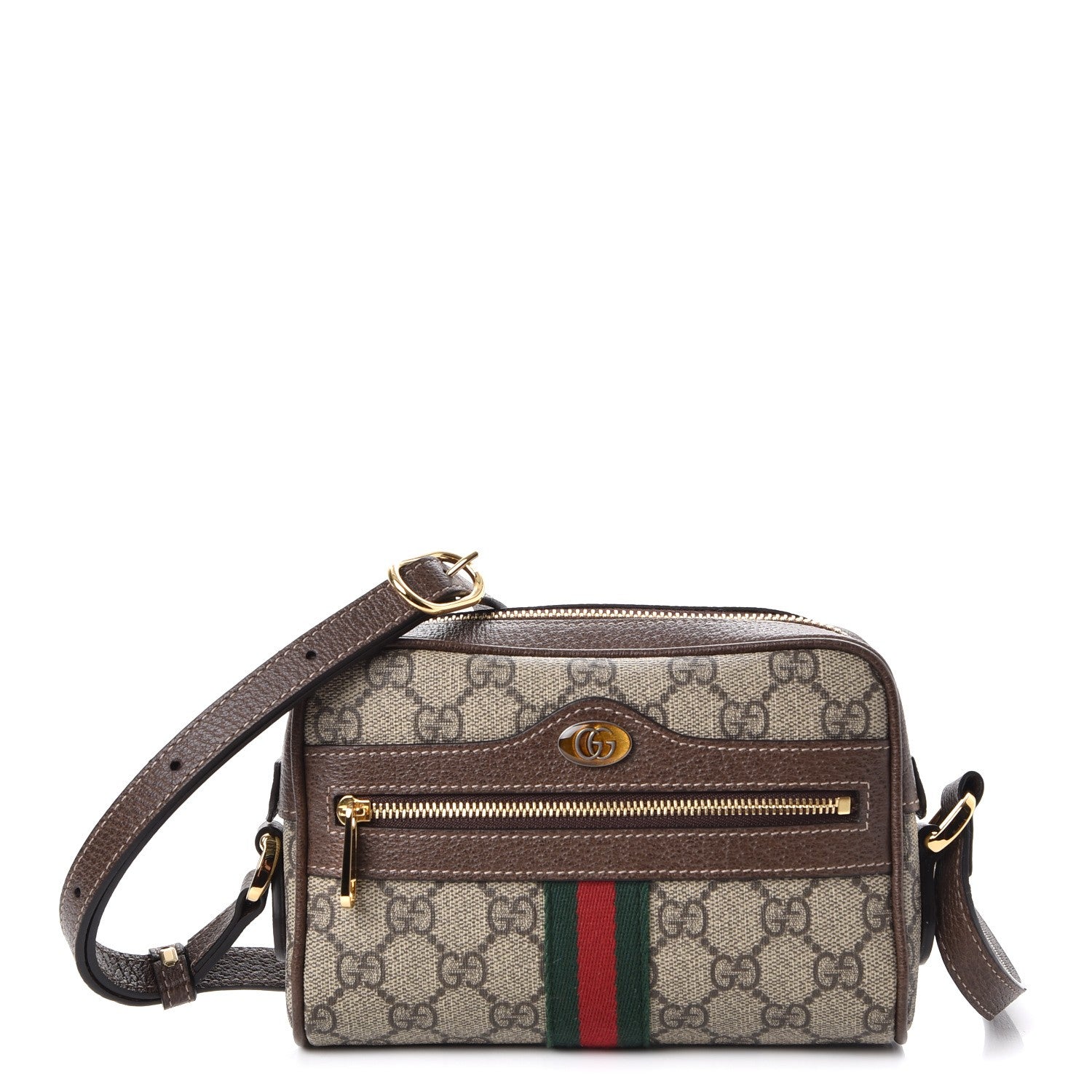 Gucci GG Supreme Monogram Web Mini Ophidia Shoulder Bag Brown 1 of 8