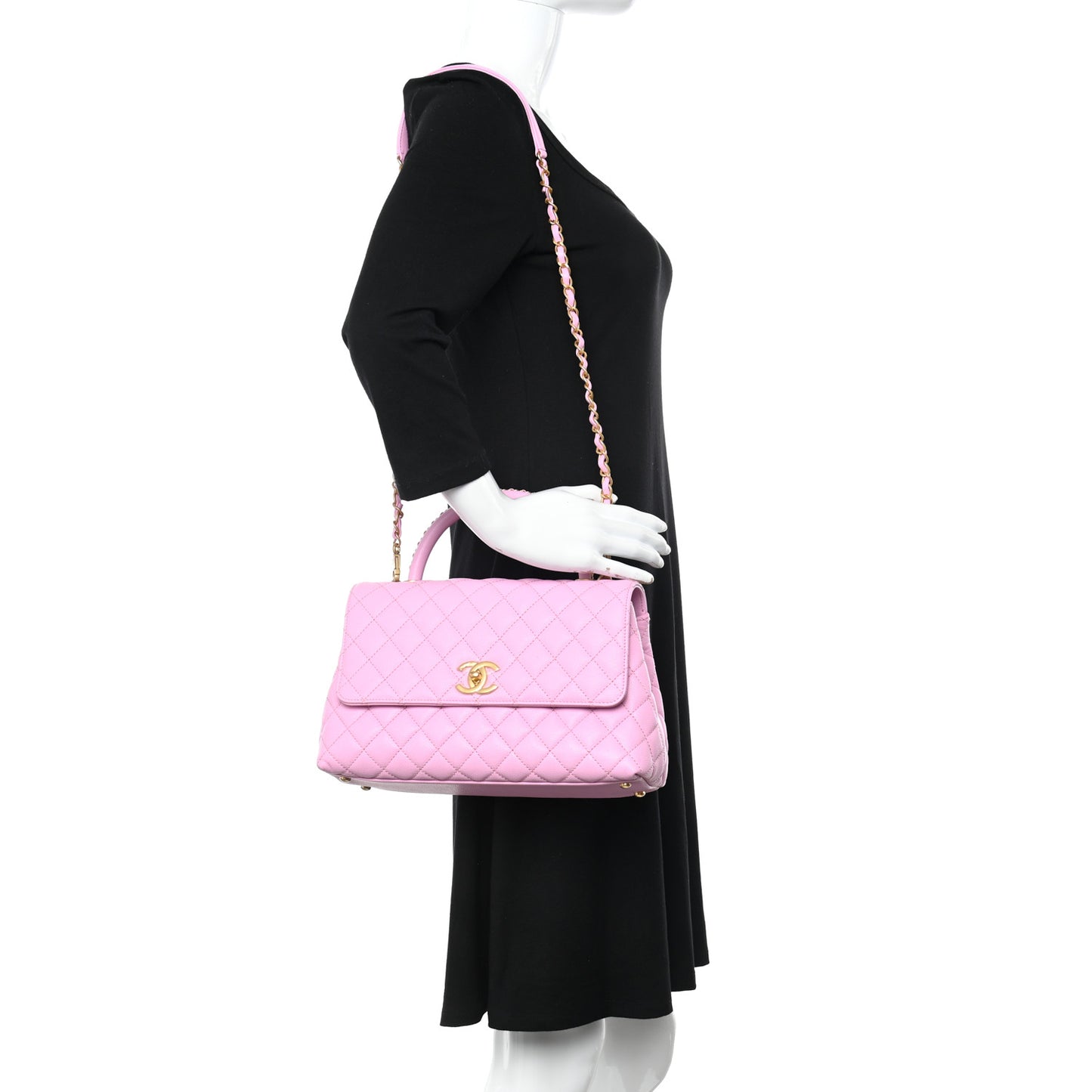 Caviar Quilted Small Coco Chain Handle Flap Lilas