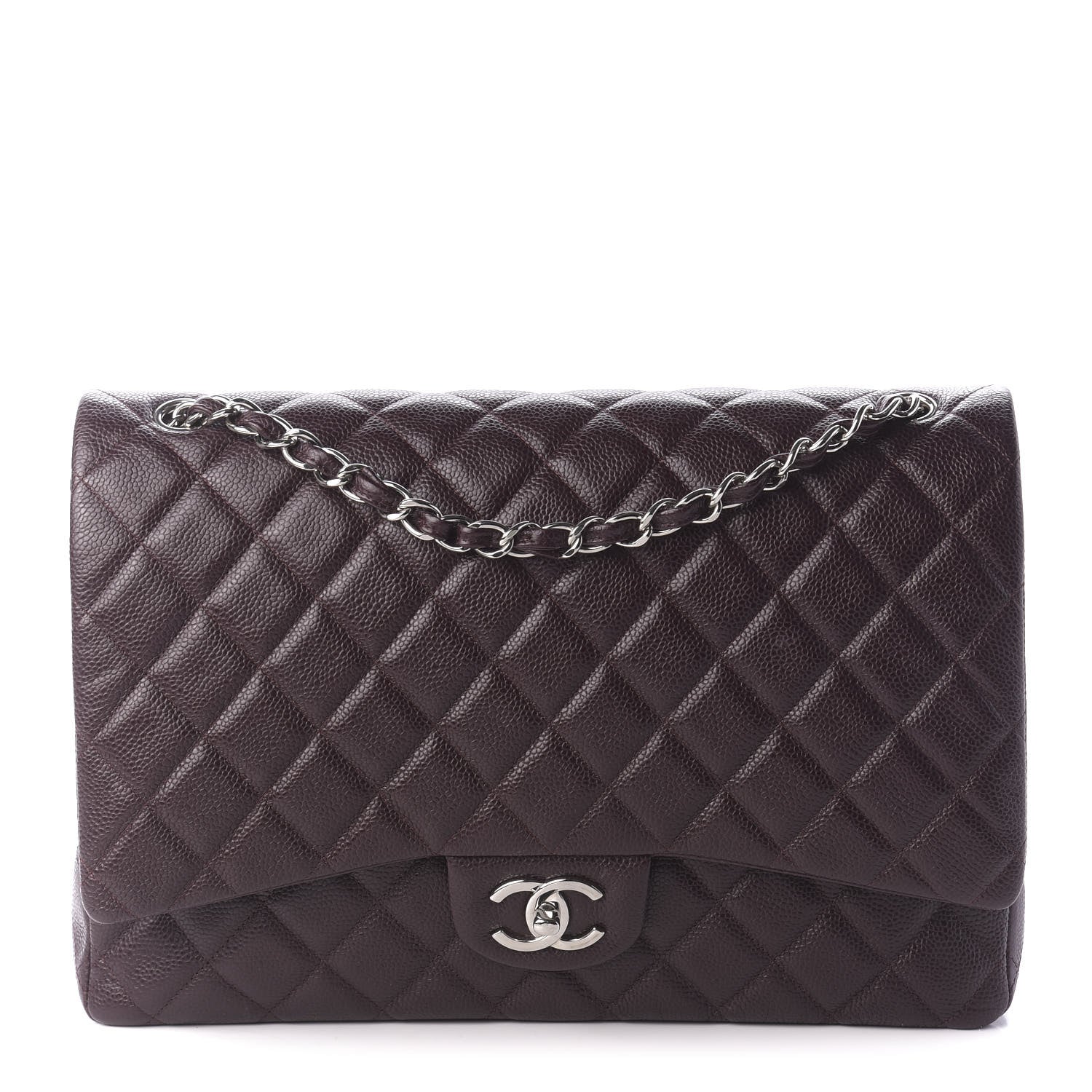 Chanel Caviar Quilted Maxi Double Flap Burgundy 1 of 13