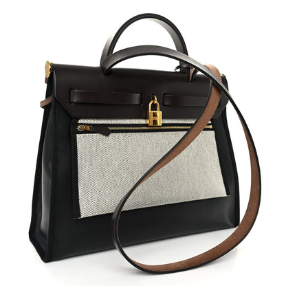 Hermes Toile H Berline Vache Hunter Herbag Zip PM 31 Black Ebene 4 of 12