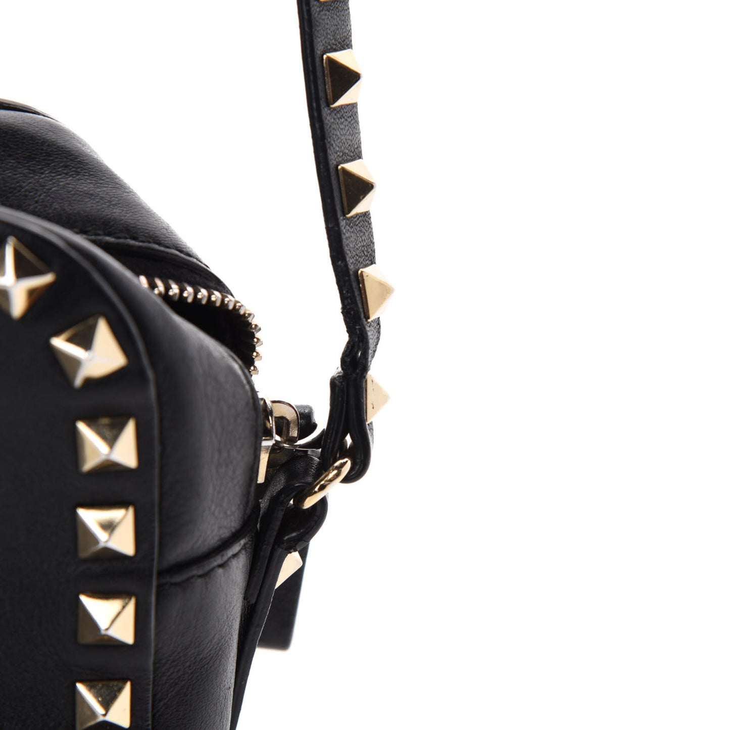 Calfskin Rockstud Camera Crossbody Bag Black