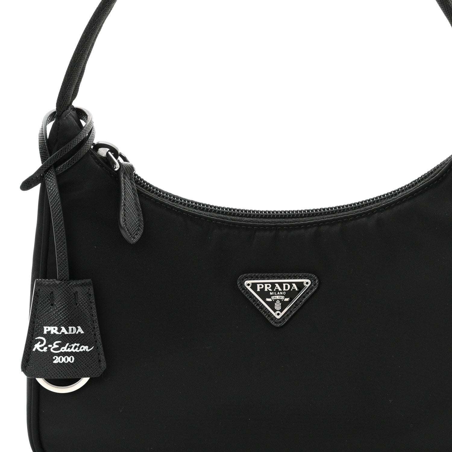 Prada Tessuto Nylon Mini Re-Edition 2000 Bag Black 8 of 10