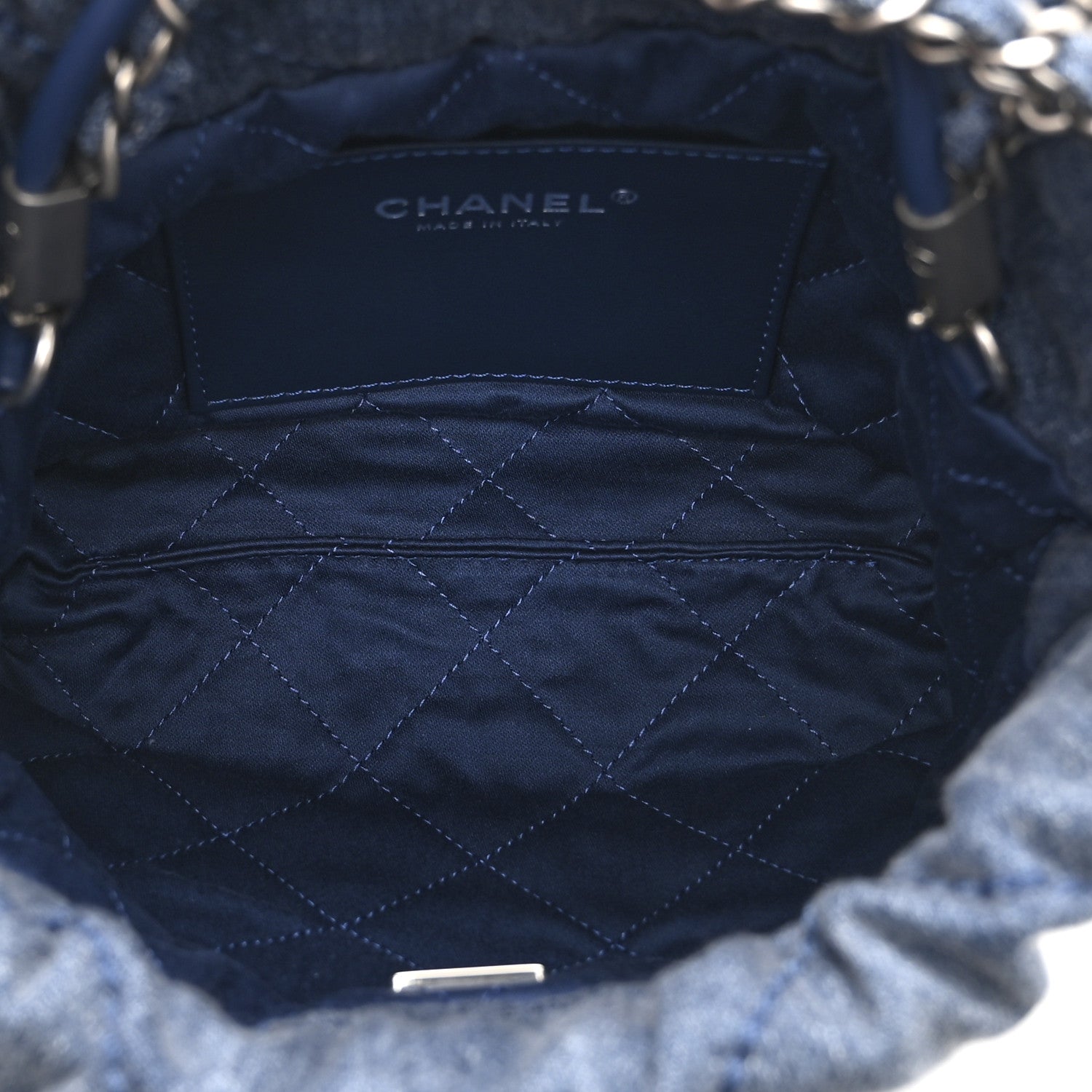 Chanel Washed Denim Quilted Studded Mini Chanel 22 Blue 5 of 10