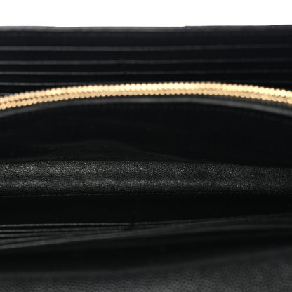 Saint Laurent Grain De Poudre Matelasse Chevron Monogram Chain Wallet Black 11 of 34