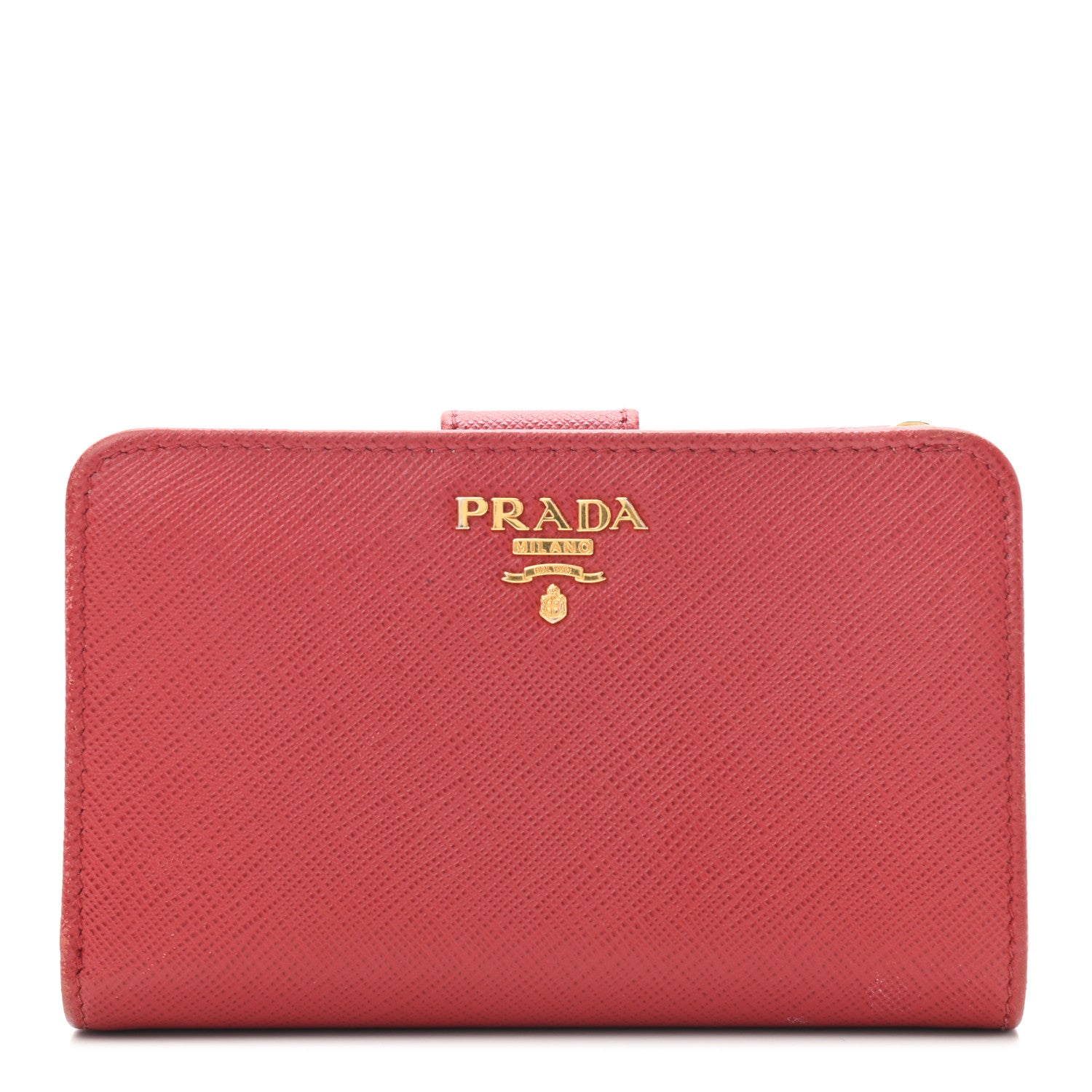 Prada Saffiano Metal Compact Wallet Rubino 1 of 7