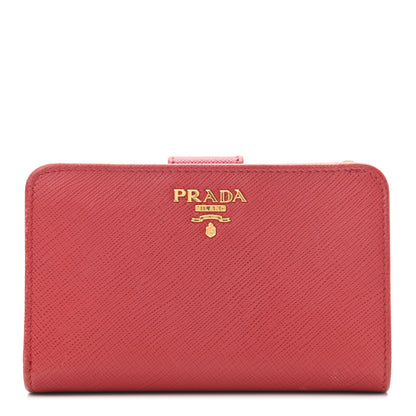 Prada Saffiano Metal Compact Wallet Rubino 1 of 7