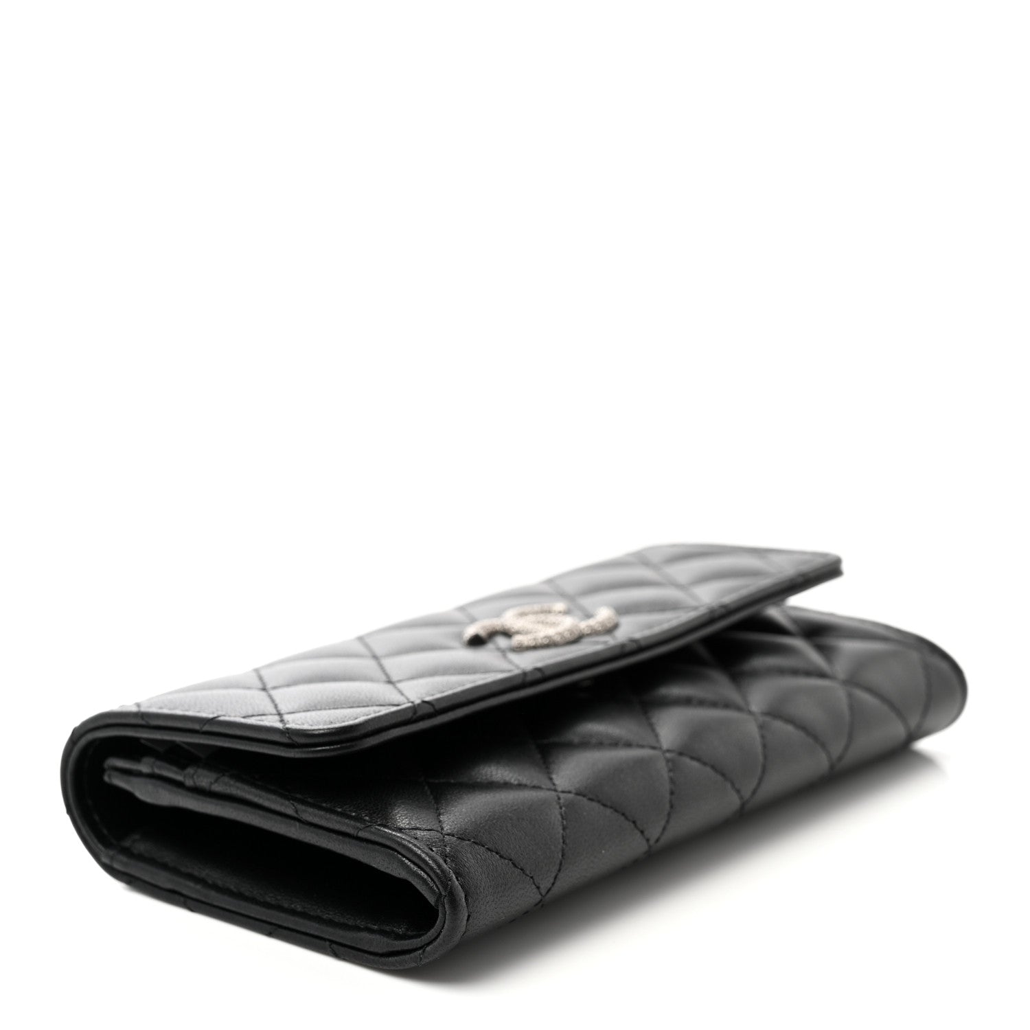 Chanel Lambskin Quilted Crystal CC Medium Flap Wallet Black 4 of 9