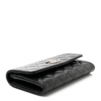 Chanel Lambskin Quilted Crystal CC Medium Flap Wallet Black 4 of 9