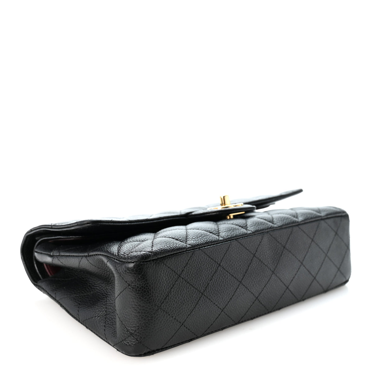 Caviar Quilted Medium Double Flap Black