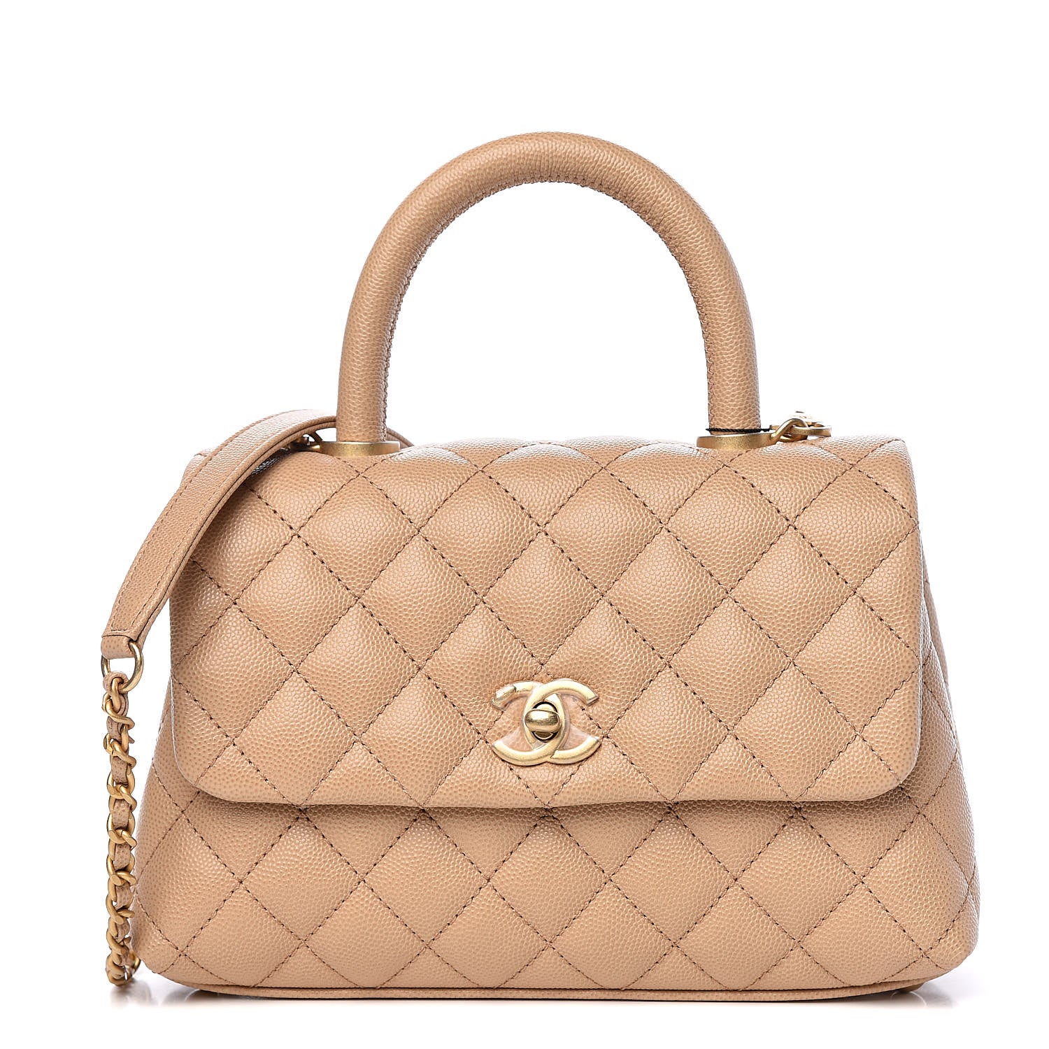 Chanel Caviar Quilted Mini Coco Handle Flap Beige 1 of 11
