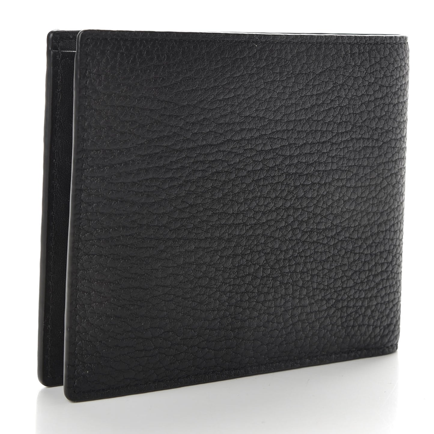 Grained Calfskin Logo Bi-Fold Wallet Black